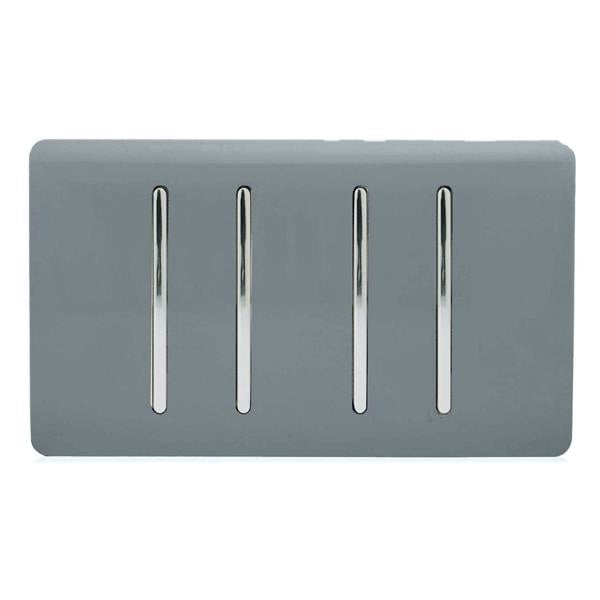 Trendi Switch 4 Gang Intermediate Rocker Light Switch in Warm Grey