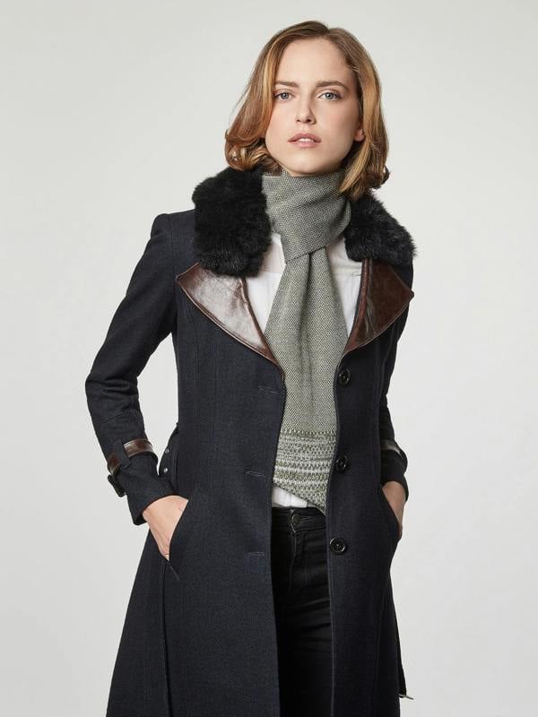 Serran London Olive Merino Slant Scarf