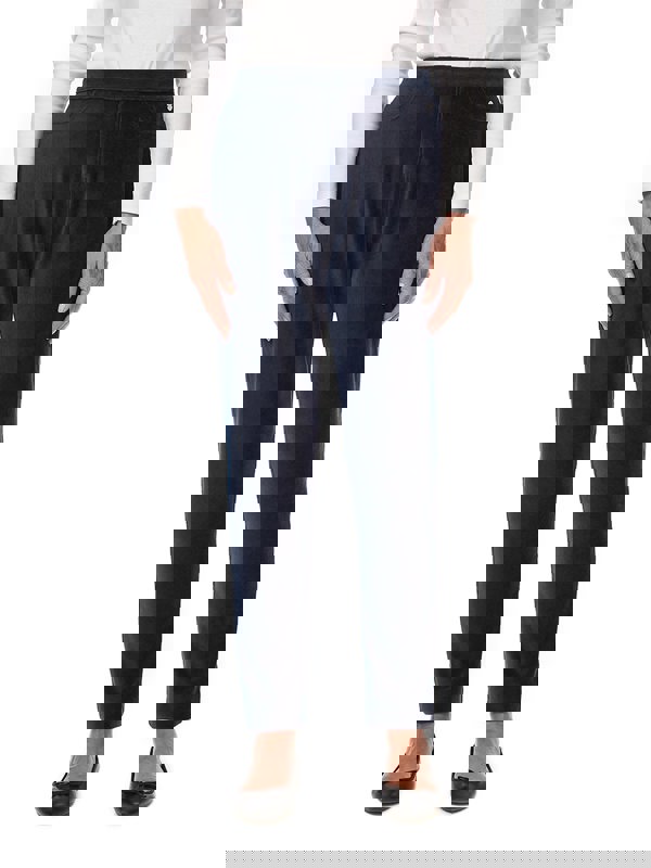 PennyPlain Ribbed Velour Trousers - Navy Short