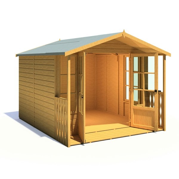 Shire Delmora 8x10 INC Verandah Summerhouse Interlock Cladding - Best Shed