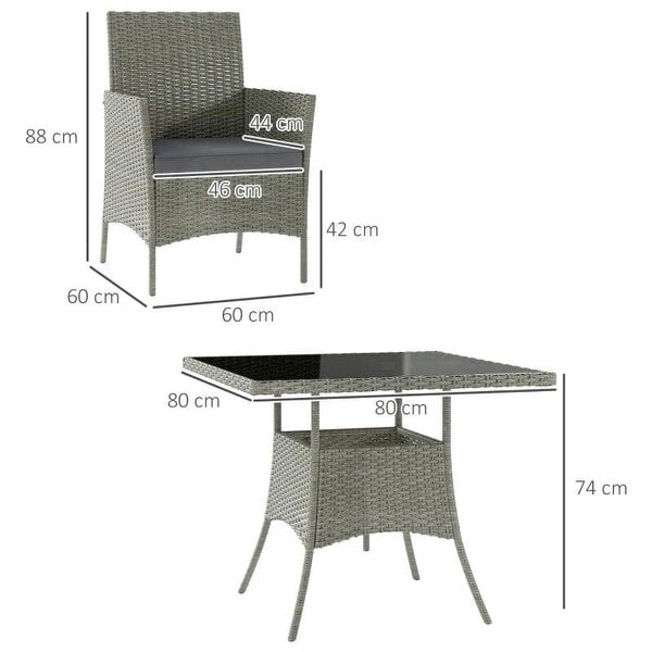 Five-Pieces Rattan Dining Set - Light Grey