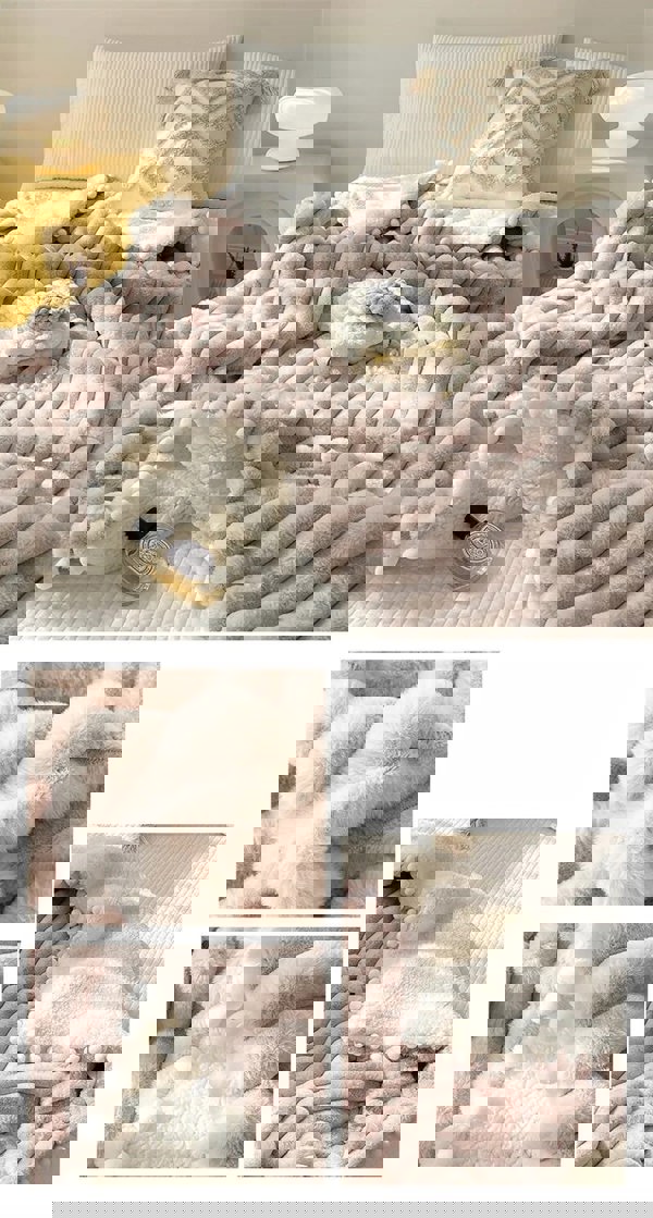 goodgoodhome Anycozy Blanket Brown Tuscan Faux Rabbit Fur Autumn Winter Warm Wool Weighted Blanket Soft Cozy Warmth Sofa Blankets 200x230cm