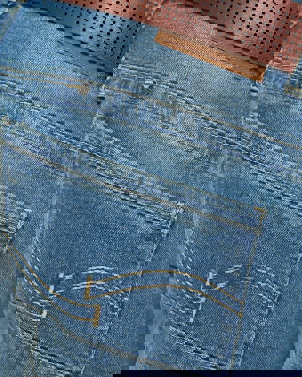 Crosshatch Farrowed Stretch Denim Jeans Stone Wash