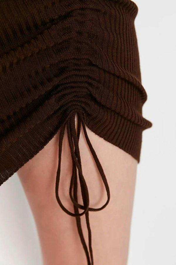 WOVCOR Mini Knit Dress with Gathered Detail