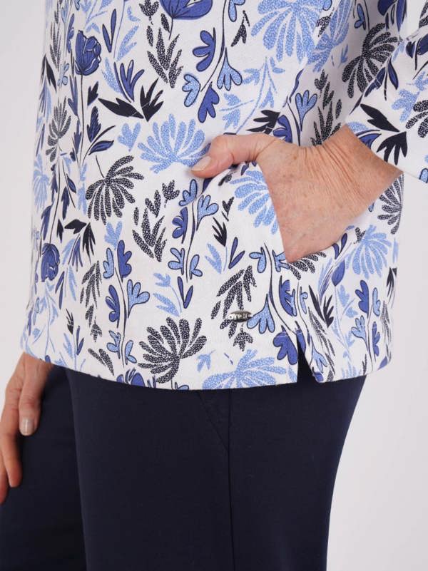 TIGI French Terry Floral Funnel Neck Top