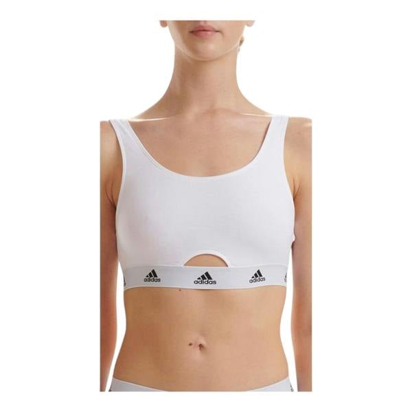 Adidas Womens/Ladies Cotton Scoop Neck Comfort Bralette - White - 