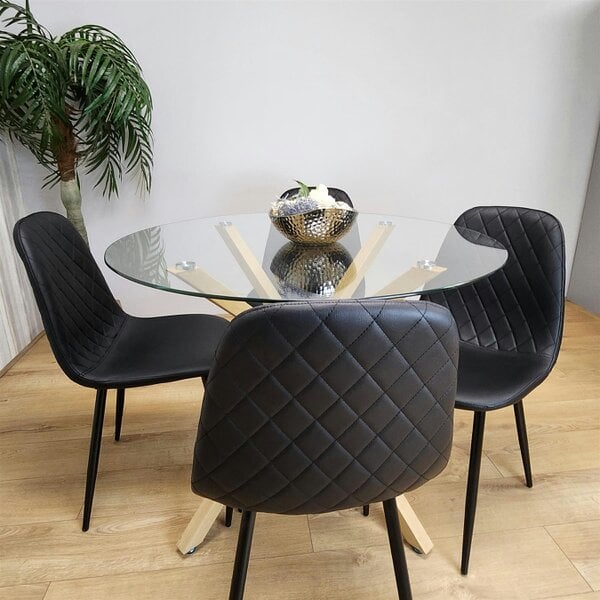 Kosy Koala Forest Round Glass Table + 4 Black gem