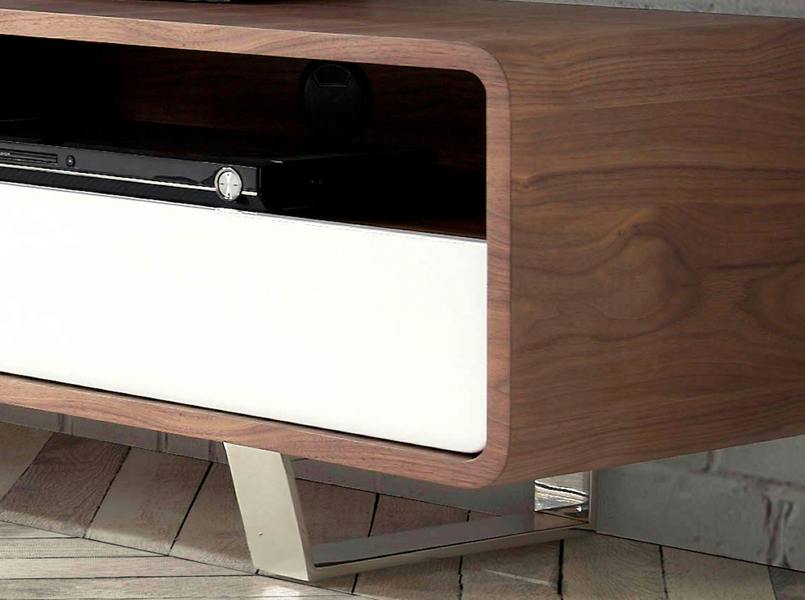 Angel Cerdá TV stand white wood, walnut and chromed steel 3046