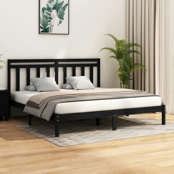 Berkfield Bed Frame Black Solid Wood 200x200 cm