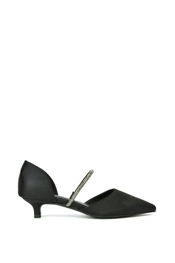 XY LONDON Diamante Strap Kitten Heel Pointed Toe Court Shoes