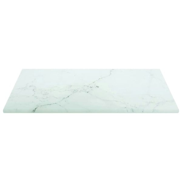 Berkfield Table Top White 30x30 cm 6 mm Tempered Glass with Marble Design