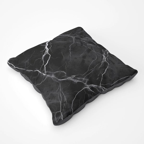 Warren Reed Black Marble Pattern Floor Cushion