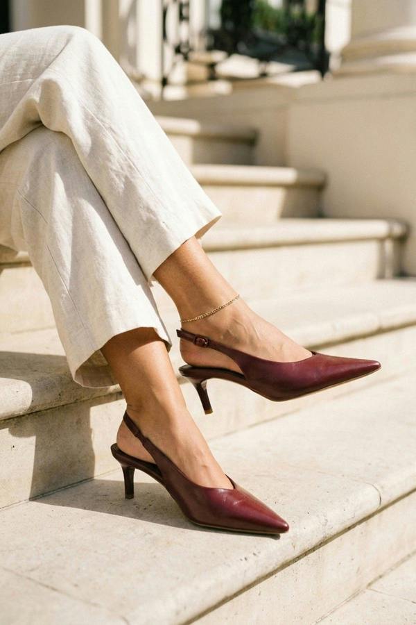 ikrush Cordelia Pointed Toe Slingback Kitten Heels