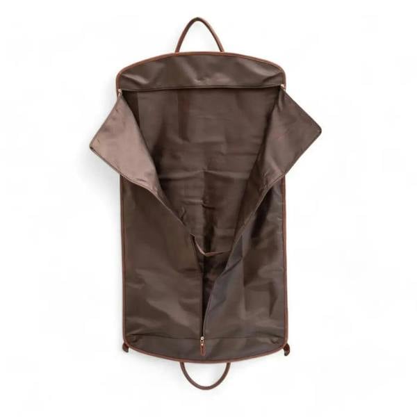 Cognac garment bag on a white background