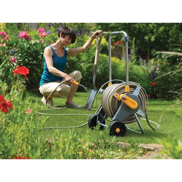 Hozelock 2436 60m Metal Pro Hose Cart & 30m Of 12.5mm Hose - Multi Colour - 