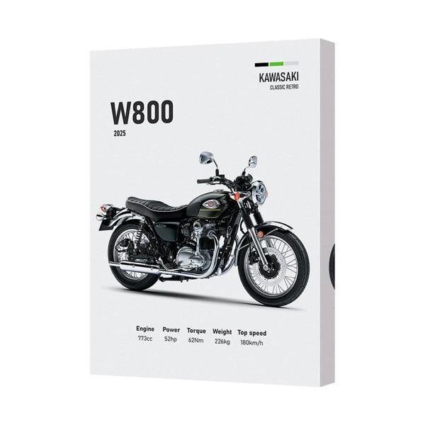 Benjamin Tate Design Kawasaki W800 Motorcycle Canvas Art Print Retro Wall Decor