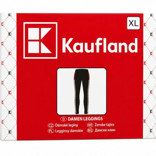 Tex-ass Kaufland Women's Logo Cotton Stretch Leggings Black Red Size XL