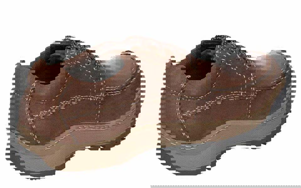 Hush Puppies Tucker Mens Casual Lace Up Smart Leather Shoes, brown leather with cushioned collar and durable rubber sole.