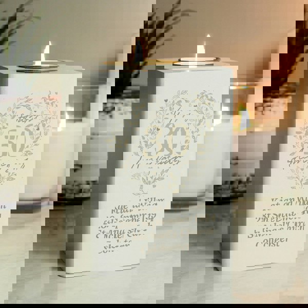 Personalised Memento Company Personalised 30th Pearl Wedding Anniversary Tea Light Holder