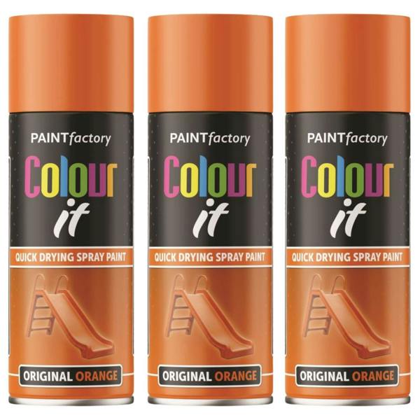 Paint Factory 3X  Original Orange Gloss Spray Paint 400ml