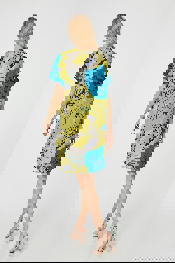 Yellow | Abstract Print Short Sleeve Shift Dress