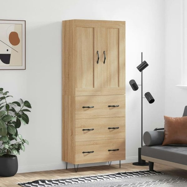 Berkfield Highboard Sonoma Oak 69.5x34x180 cm Engineered Wood