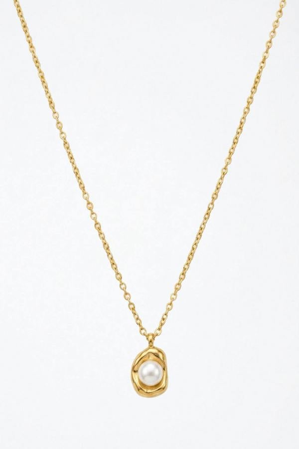Serla Gold Plated Pearl Pendant Necklace