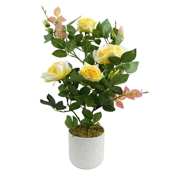 Leaf 50cm Artificial Yellow Rose Plant