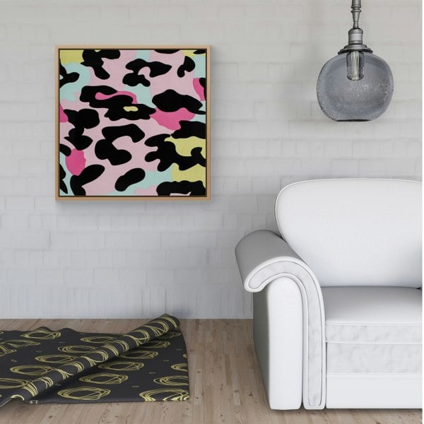 Warren Reed Colourful Leopard Print Framed Canvas