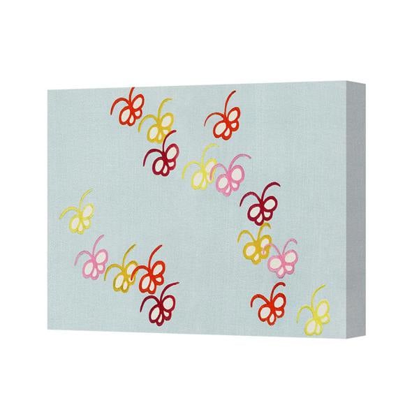 Benjamin Tate Design Colorful Butterflies Canvas Wall Art Print On Light Blue Backdrop