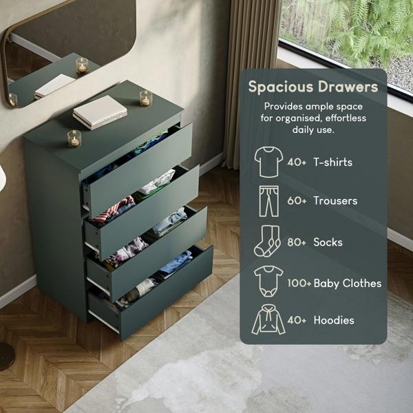 Vida Designs Denver 4 Drawer Chest, Black