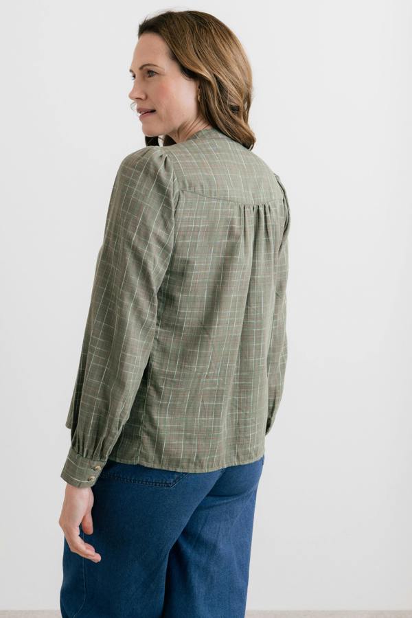 Lily & Me Poplar Organic Cotton Checked Blouse Green