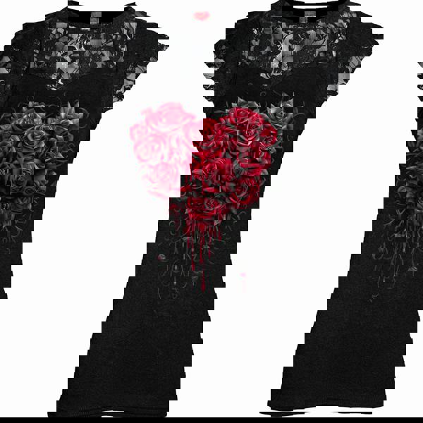 BLEEDING HEART - Lace Layered Cap Sleeve Top Black