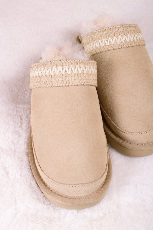 Hallie Sheepskin Multiway Slippers in BeigeSlippers