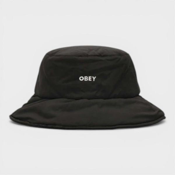 Obey Logo Bucket Hat Black White
