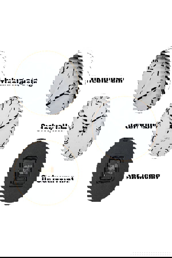 Living and Home 12 Inch Black Non-Ticking Wall Clock