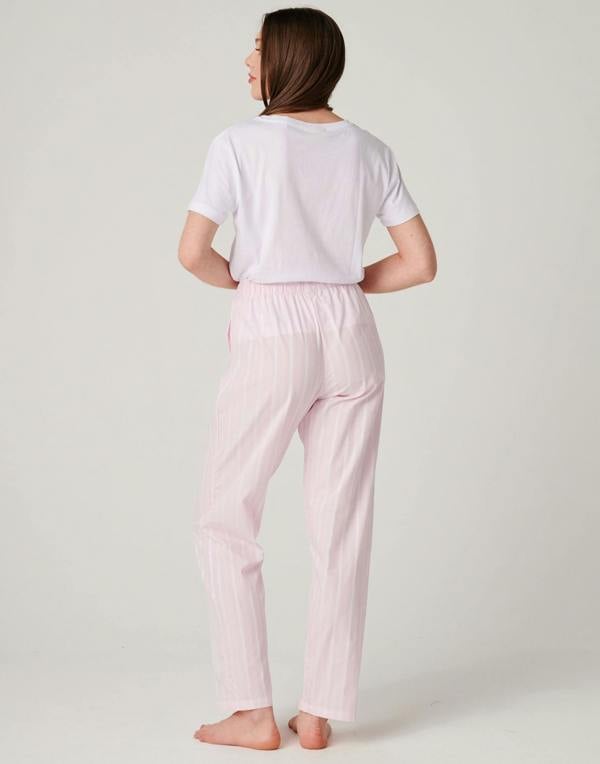 British Boxers Women's Cotton Pyjama Trousers – Shell Pink Satin Stripe