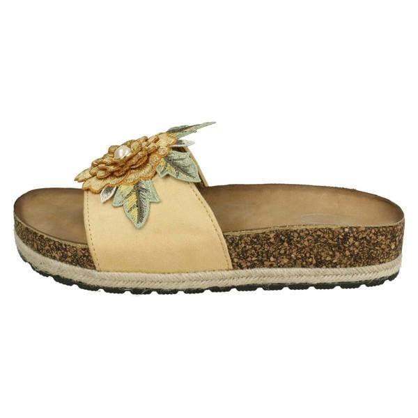 Spot On Ladies Spot On Flower Trim Mules