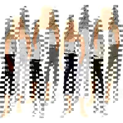 KAV Linen Trousers for Woman Elasticated Waist Casual Pants - Flat Front Elastic Back Three Quarters Ladies Summer Trouser for Ladies