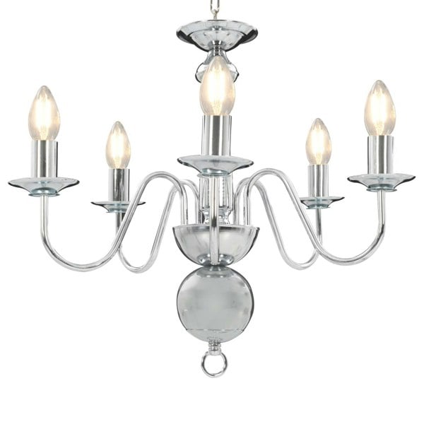 Berkfield Chandelier Silver 5 x E14 Bulbs