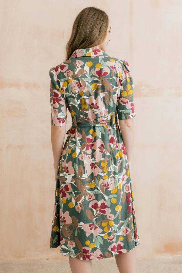 Lily & Me Robyn Belted Tea Dress Laurel Green