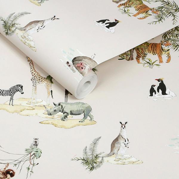 Sophie Allport Animals of the World Chalk Blush Wallpaper