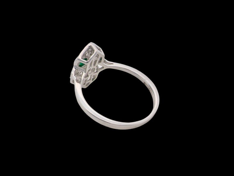 A NEW Emerald and Diamond cluster ring back view