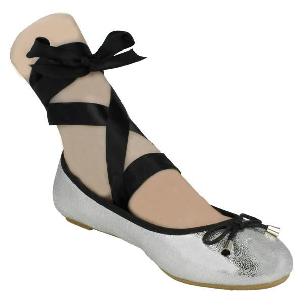 Spot On Ladies Spot On Tie Up Leg Ballerina Shoes