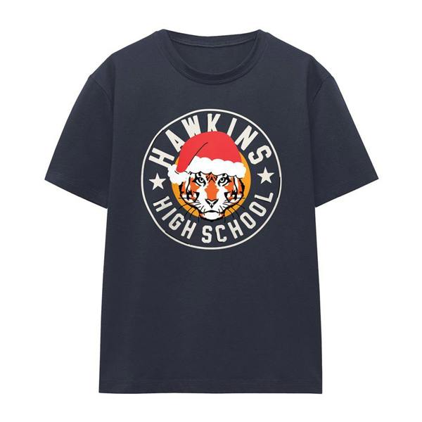 Stranger Things Unisex Adult Hawkins Badge Christmas T-Shirt - Athletic Heather