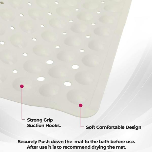 Top 3 Non-Slip Durable Bath Shower Mat with Suction Cups 40cm x 100cm White