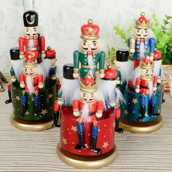 20cm Wooden Musical Nutcracker Soldier Christmas Ornament with Clockwork Movement image 3