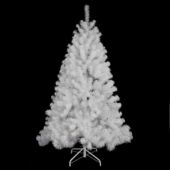 Shatchi 5ft White Artificial Christmas Tree with 300 Multicolour LED Lights for Festive Home Display