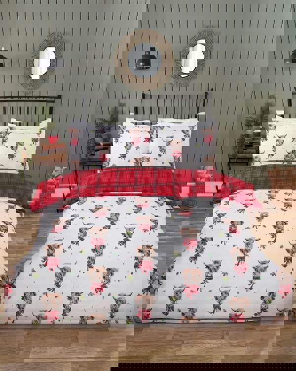 Rapport Home Highland Cow White Duvet Cover Set