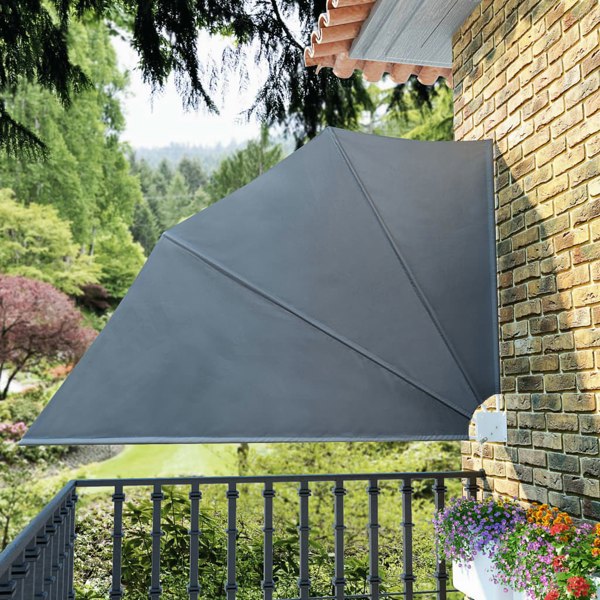 Berkfield Collapsible Balcony Side Awning Grey 160x240 cm
